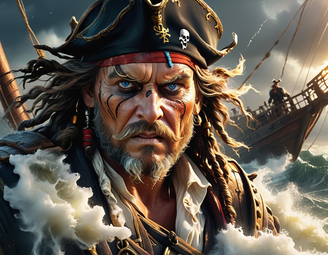 Pirate Sets Sail into Tempest: Digital Matte Painting