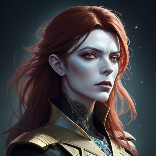 Bowie-Inspired Woman in Vibrant Splash Art Portrait