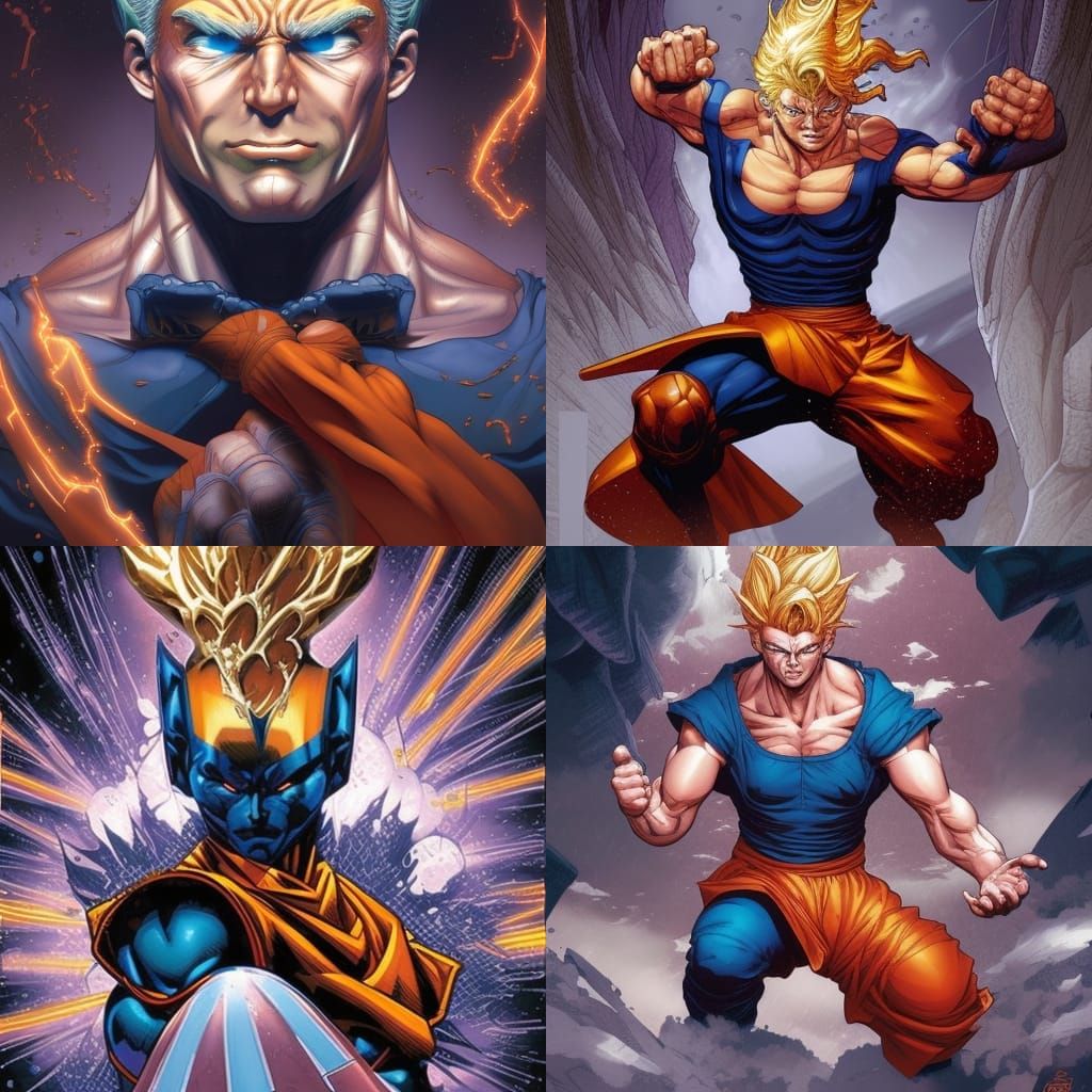 Golden Goku Comic Book Art Portrait
