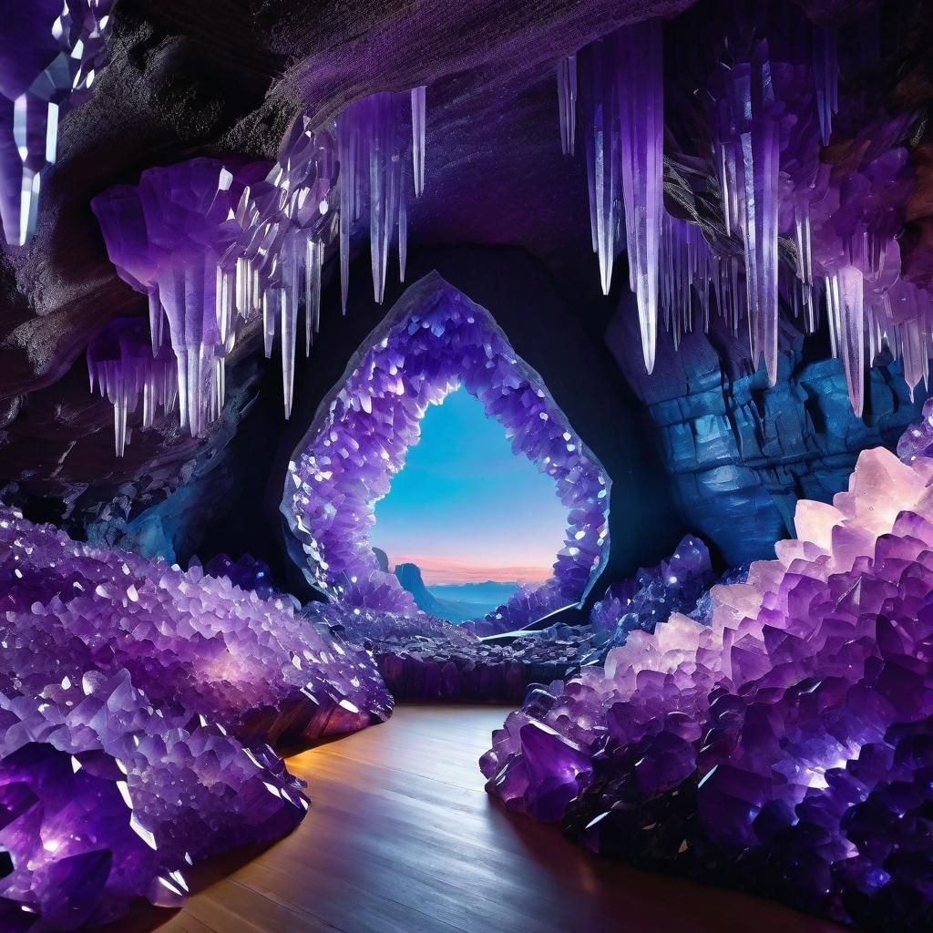 Ethereal Amethyst Crystalline Geode Cave