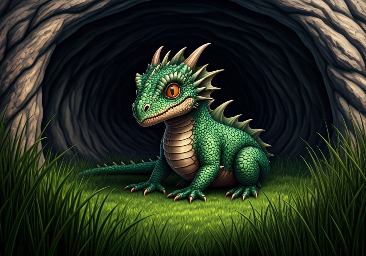 Adorable Baby Dragon Poses in Medieval Poland