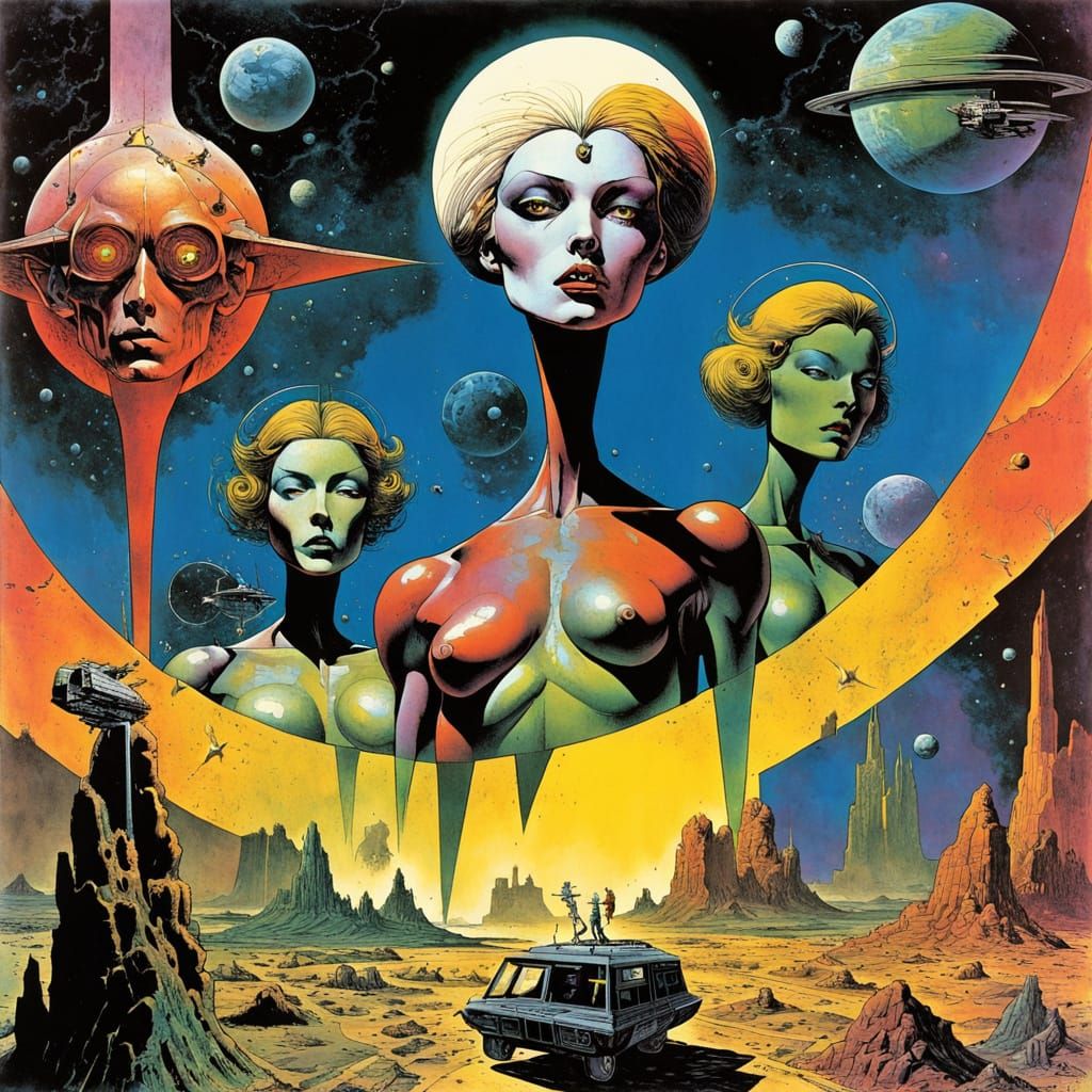 Vibrant Surrealism in Sci-Fi Comicbook Style