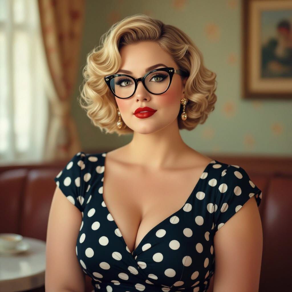 1950s Style Polka Dot Portrait Inspired by Rockwell