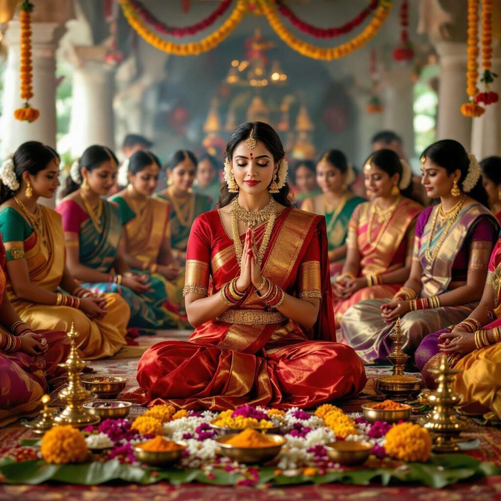 Elegant Pooja Ceremony in South Indian Style