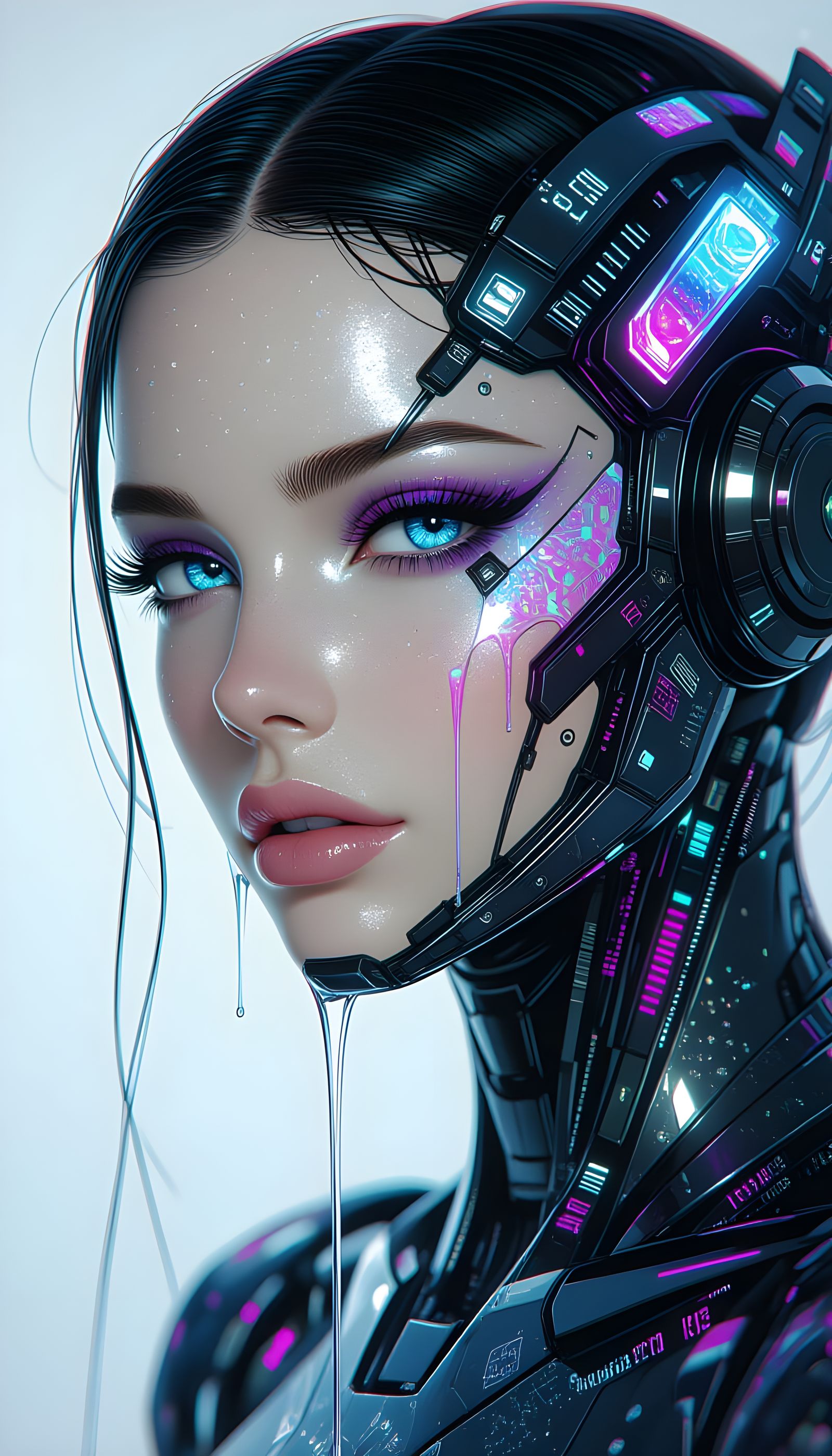 Cybernetic Nymph Melting: Cyberpunk Surrealism