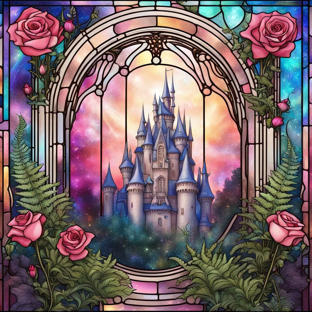 Art Nouveau Frame with Fairytale Castle