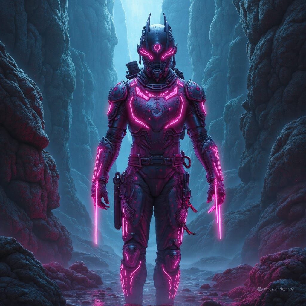 Neon Armor: Tron Emerges in Cyberpunk Style