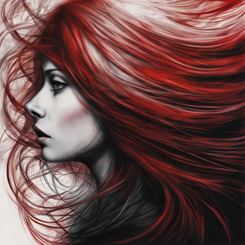 Girl Emerges From Shadows With Red Hair