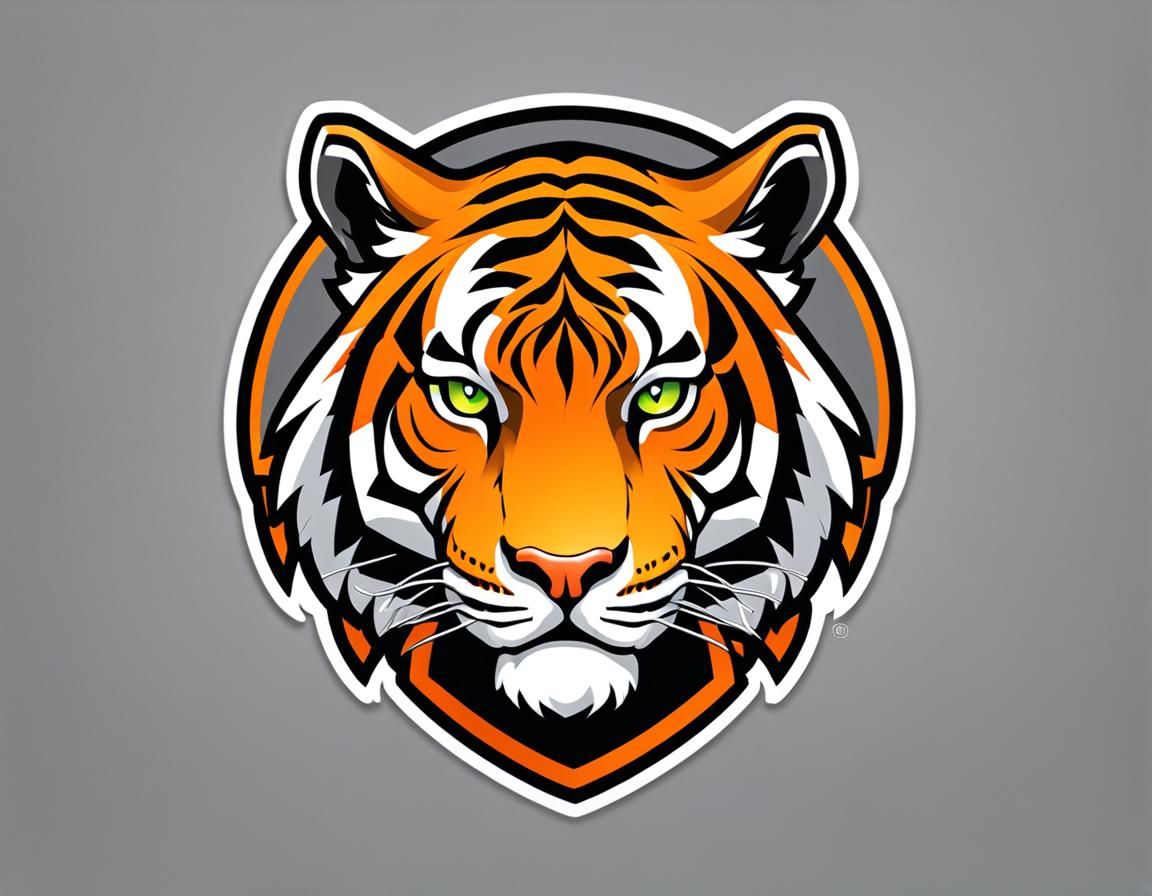 Fierce Anime Tiger Warrior Logo with White Outline