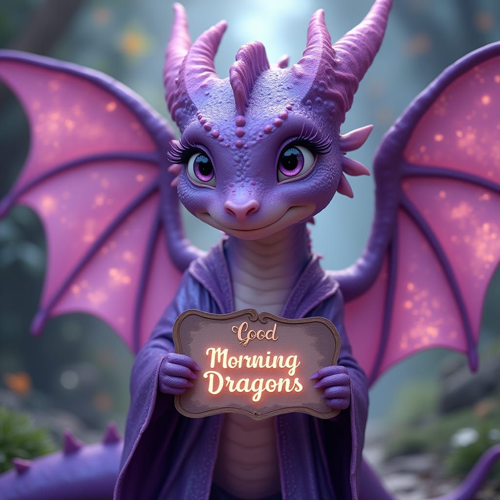 Elegant Purple Dragoness Greets the Day