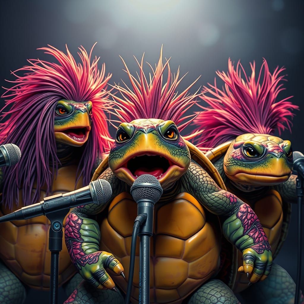 80s Metal Turtles Rock and Roll Band