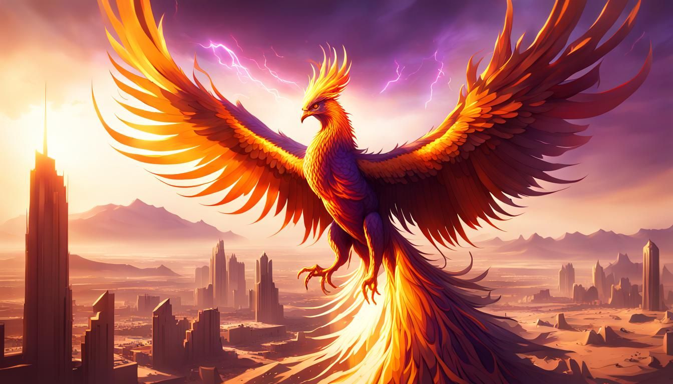 Majestic Phoenix Descends on Desert City