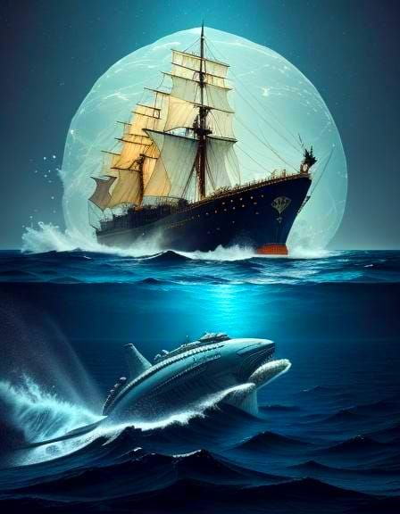 Whimsical Oceanic Dreamscape in Mixed Media