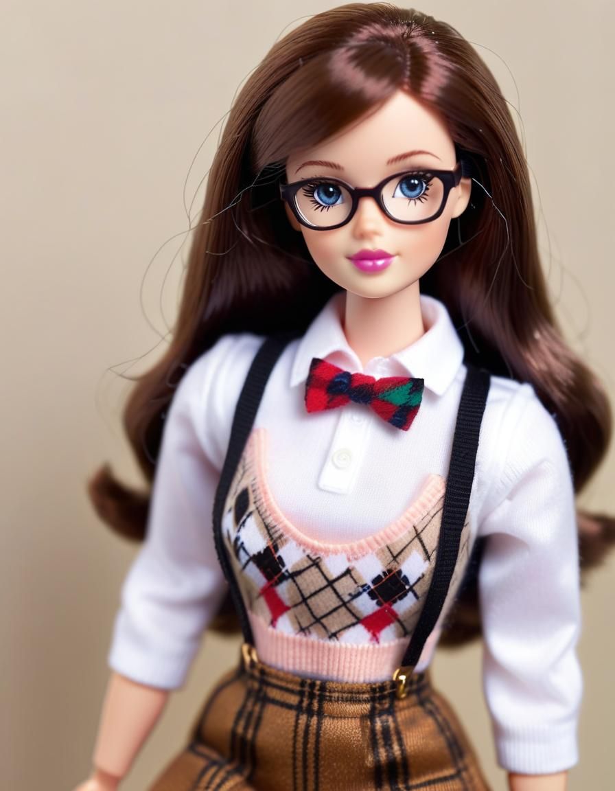 Nerdy Barbie Doll in Argyle Sweater