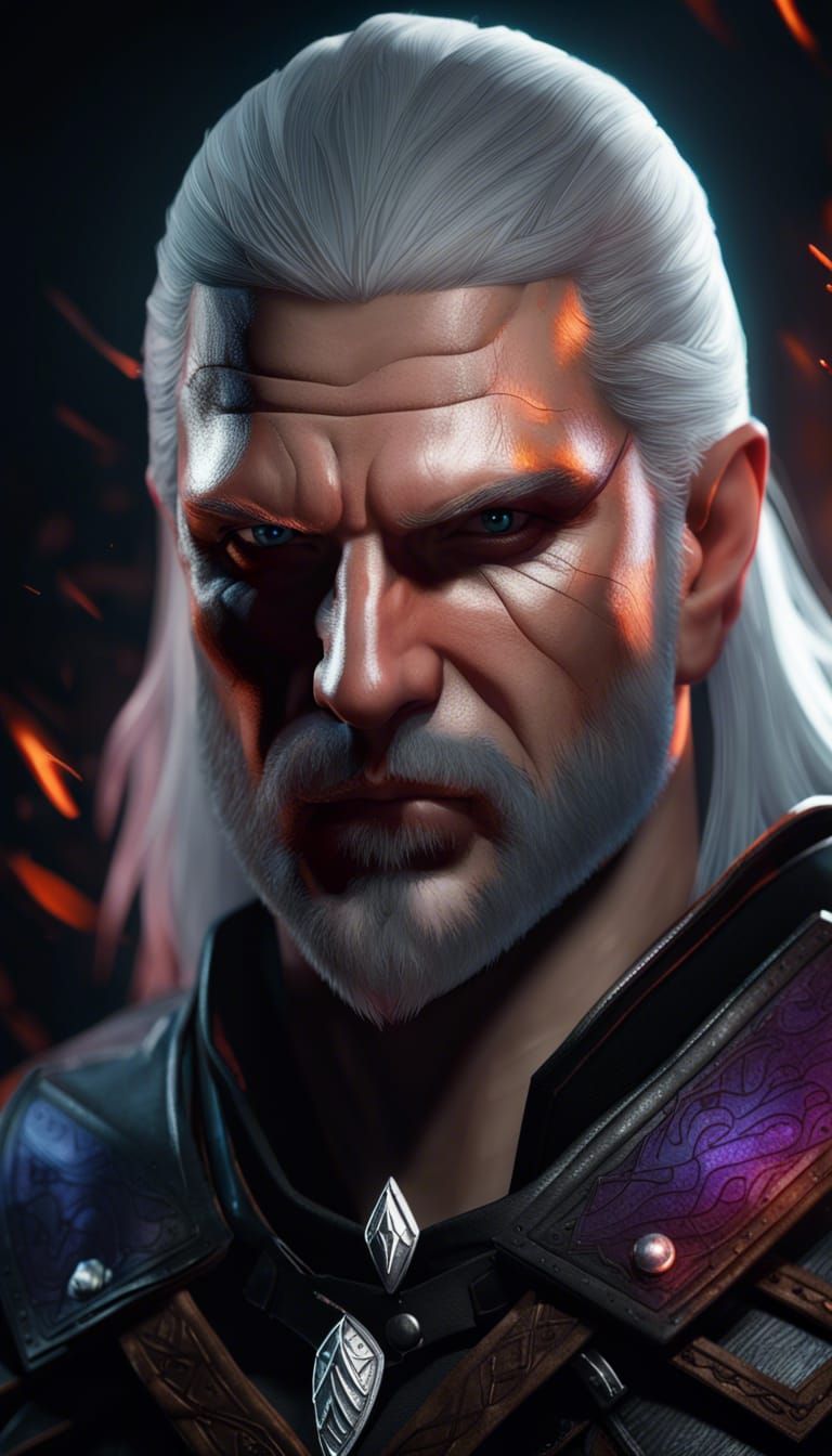 Hyperrealistic Witcher Geralt Portrait in 8k