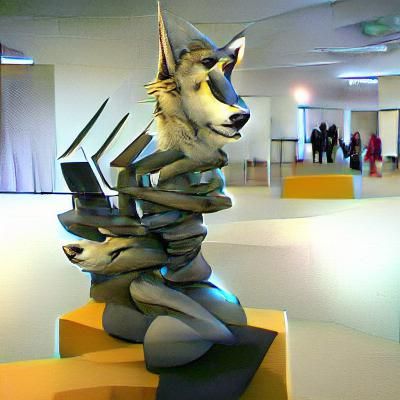 Modern Werewolf Sculpture in Digital Art Style