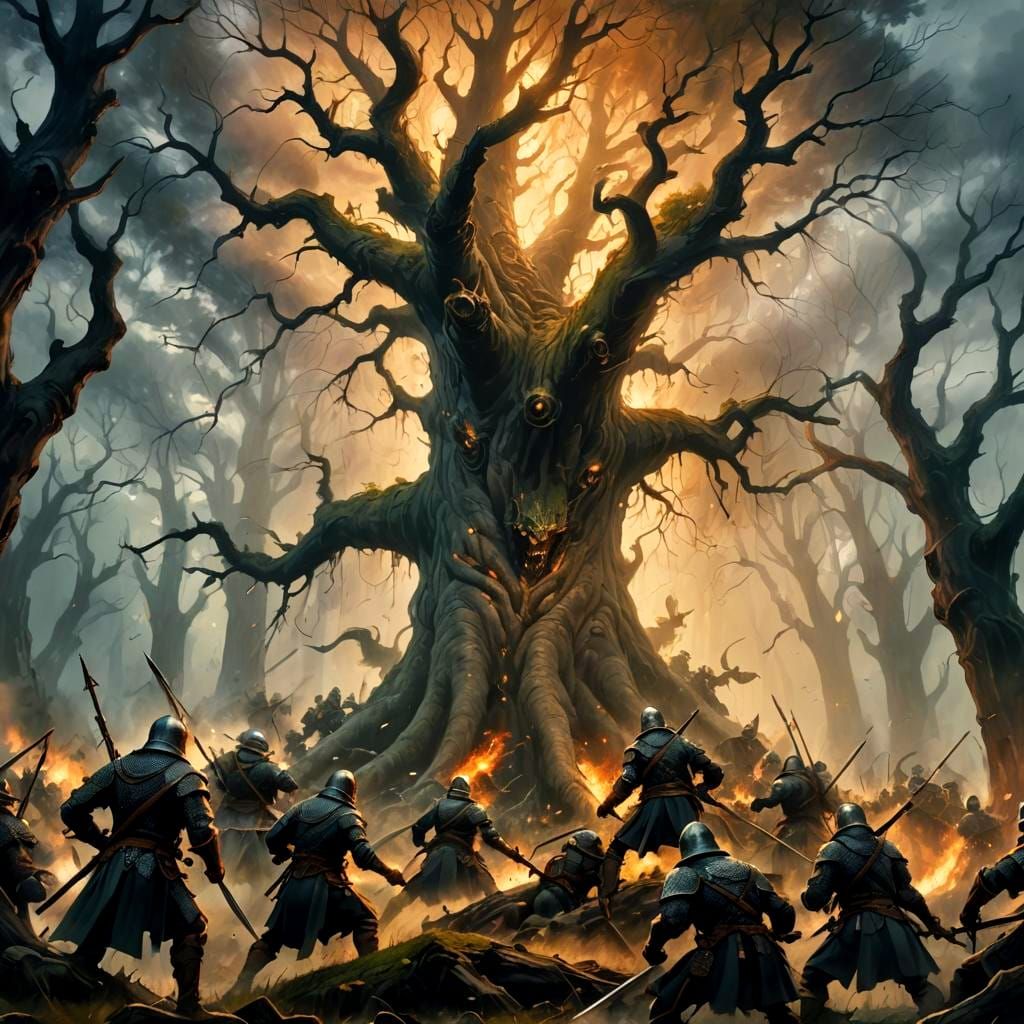 Epic Battle of Cad Goddeu with Tree Warriors