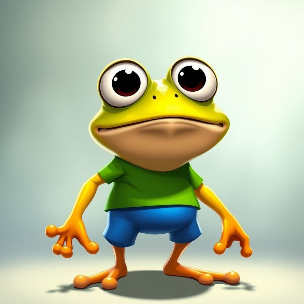 Shocked Frog Cartoon in Disney Animation Style