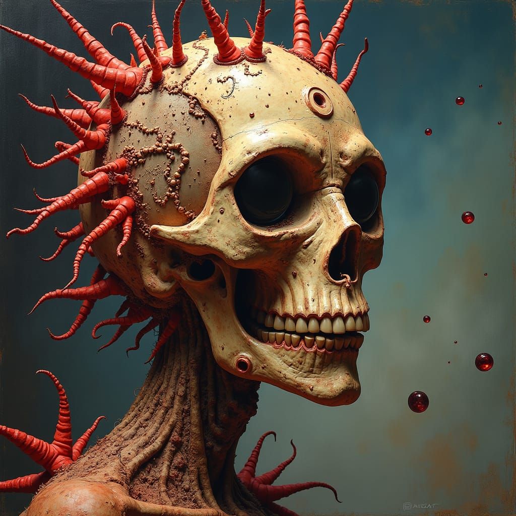 Disturbing Surreal Figures in a Nightmarish Landscape