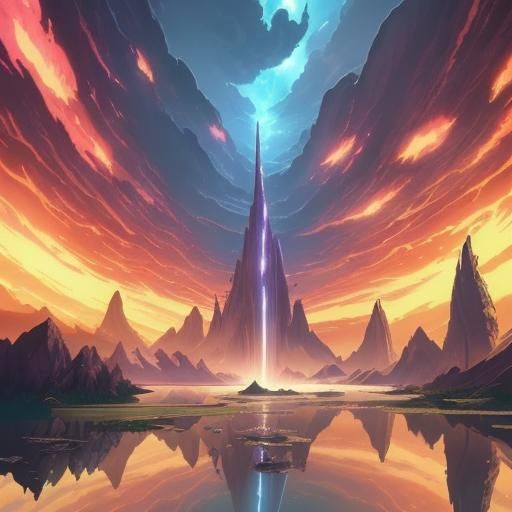 Lush Fantasy Landscape in Anime Style