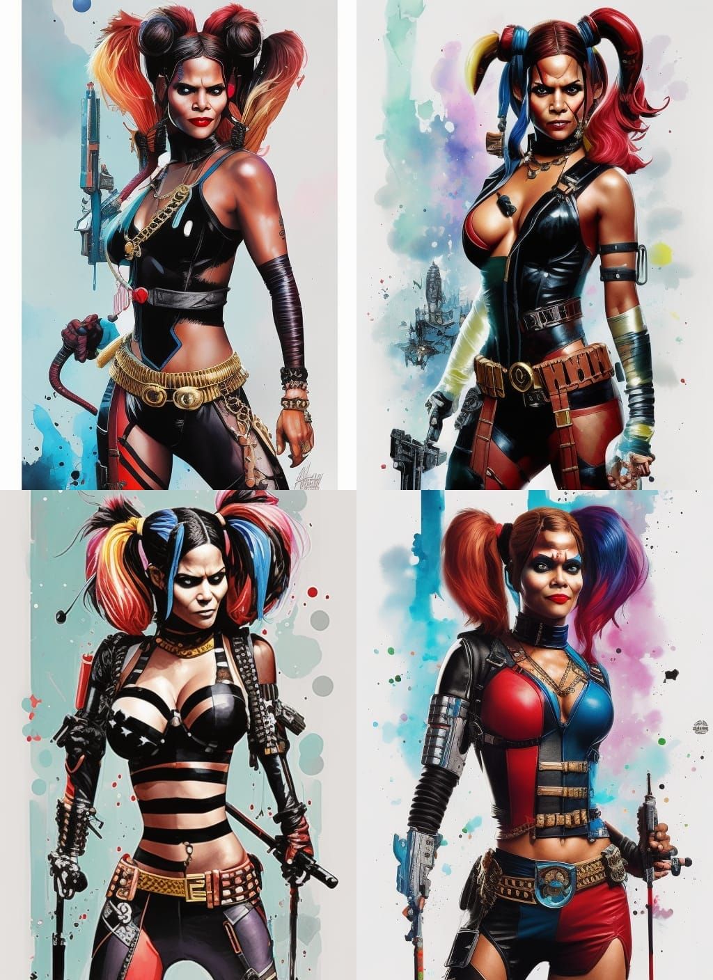 Halle Berry as Harley Quinn: Watercolor Masterpiece