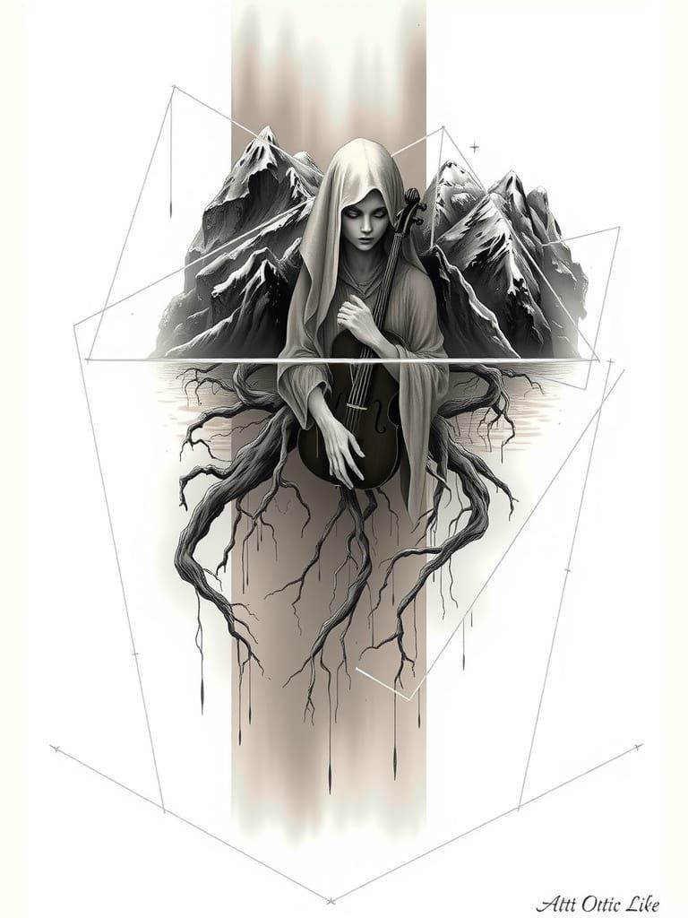 Mystical Mountain Goddess Amidst Celestial Skies and Crystal...