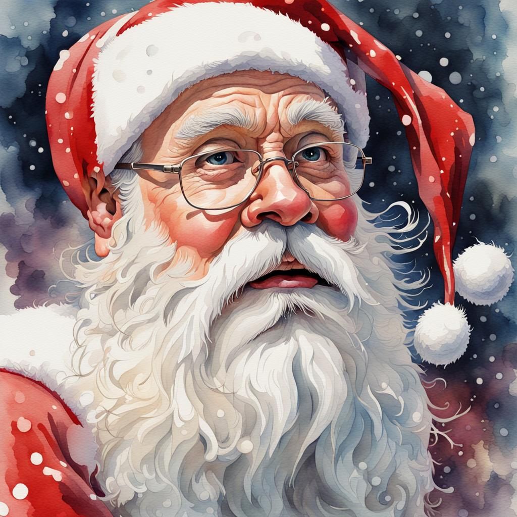 Festive Watercolor Santa Claus Illustration