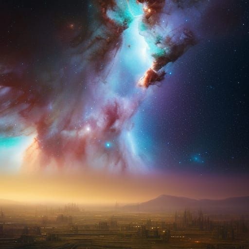 Spectacular Nebula of Stars in Space: Hyperdetailed Art