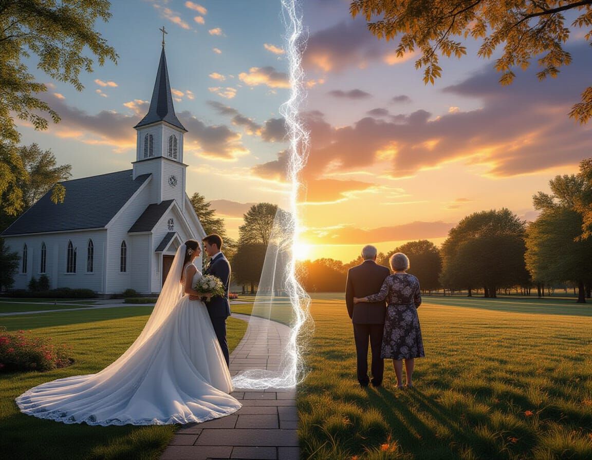 Love's Journey: Marriage to Sunset in Hyperrealistic Detail