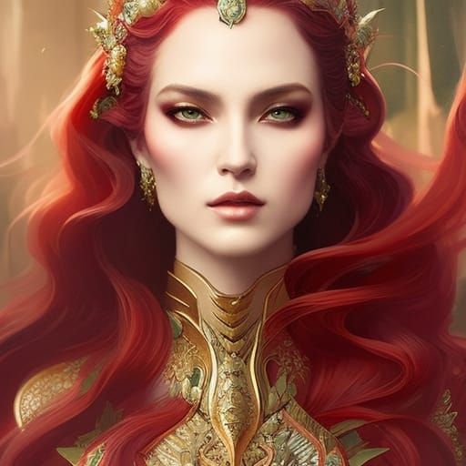 Dragon Goddess in Emerald Corset: Fantasy Art