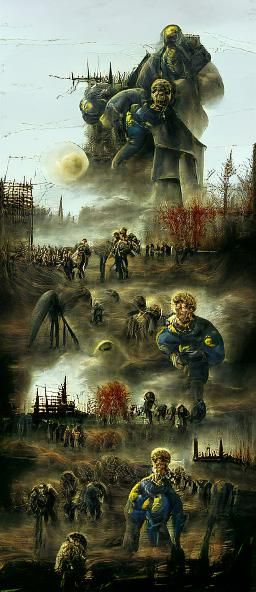 Zombie Horde in Stalinist Architecture, Apocalyptic Art
