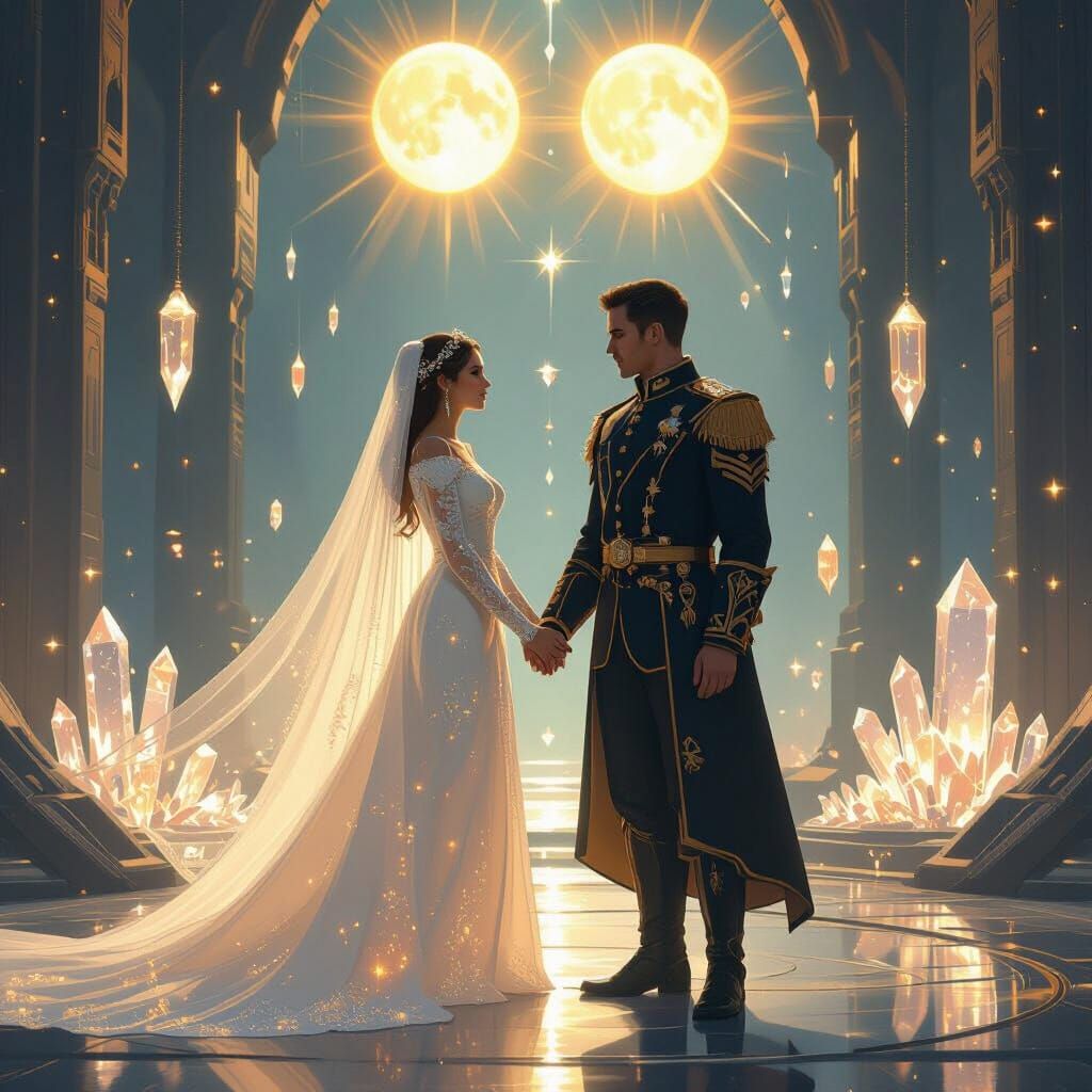 Sci-Fi Wedding Ceremony Under Twin Suns