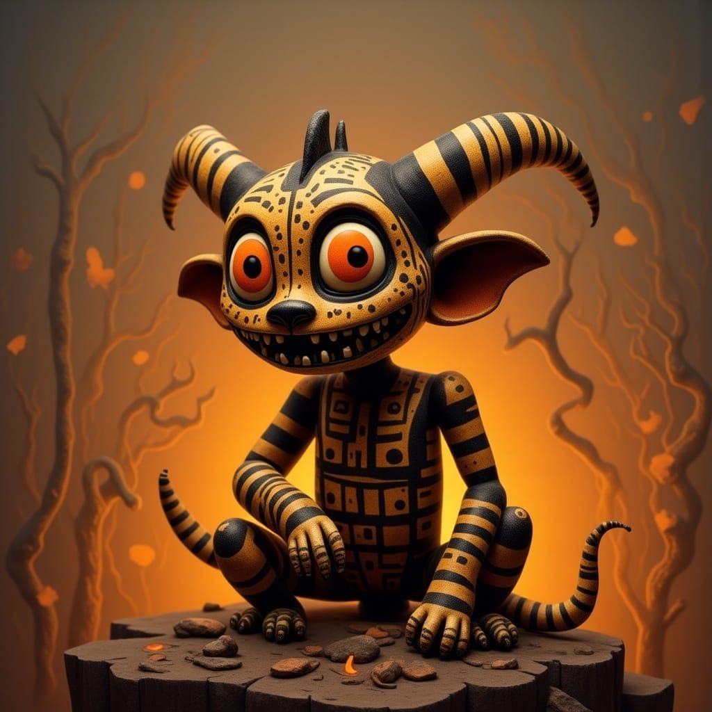 Vibrant Chibi Demons Amidst a Blazing Inferno