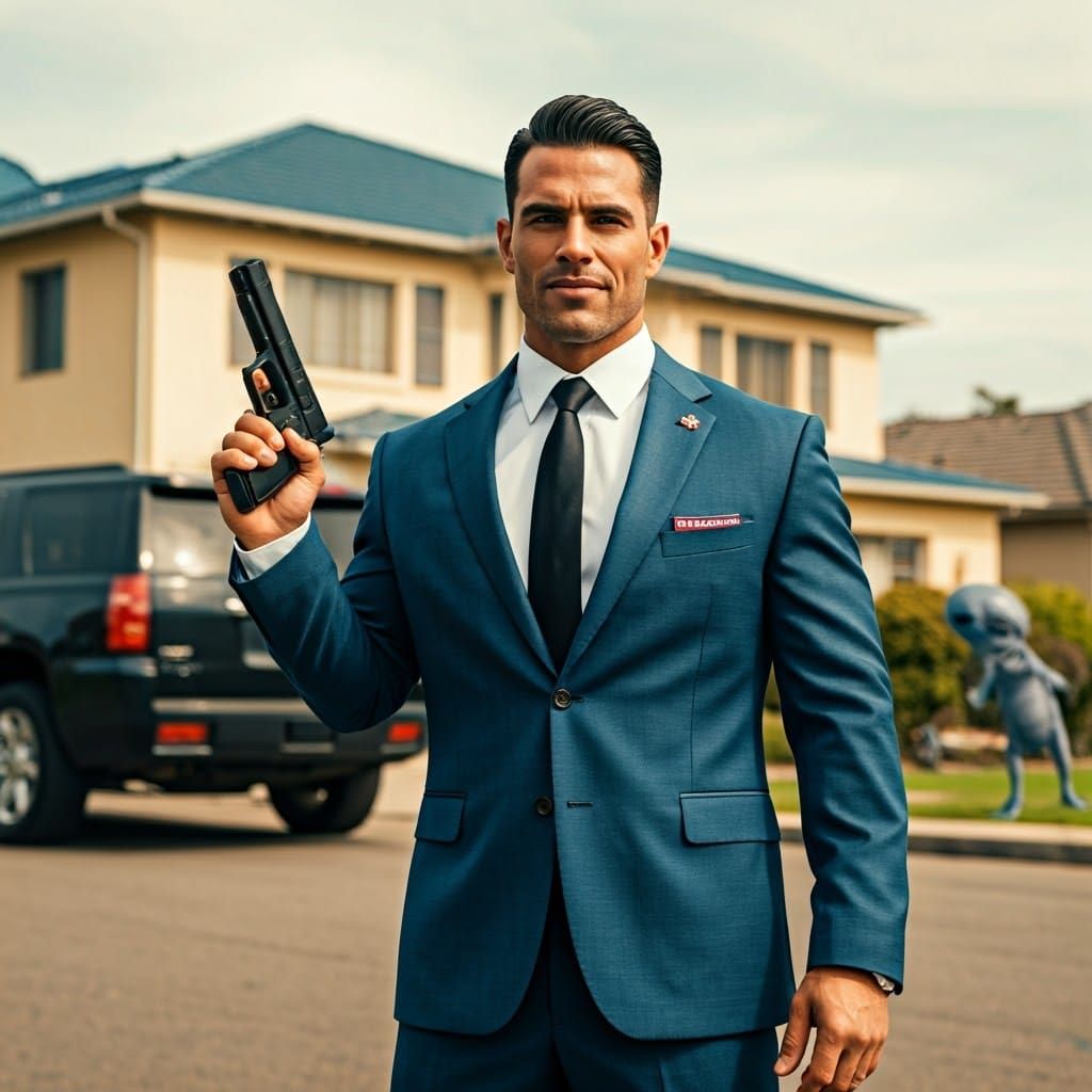 Confident American Hero in Patriotic Attire