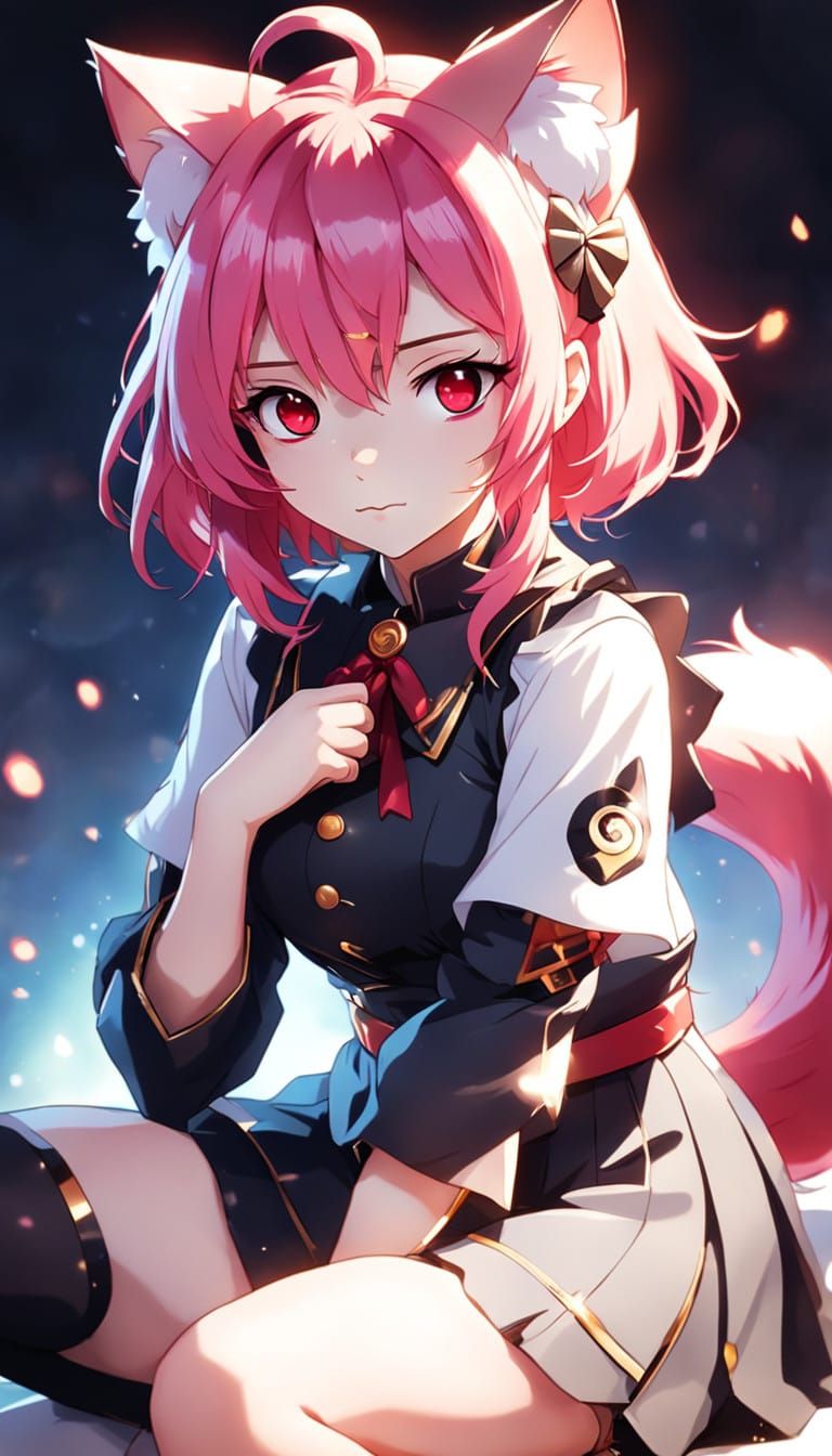 Enchanting Cat Eared Anime Girl in Serene Bliss