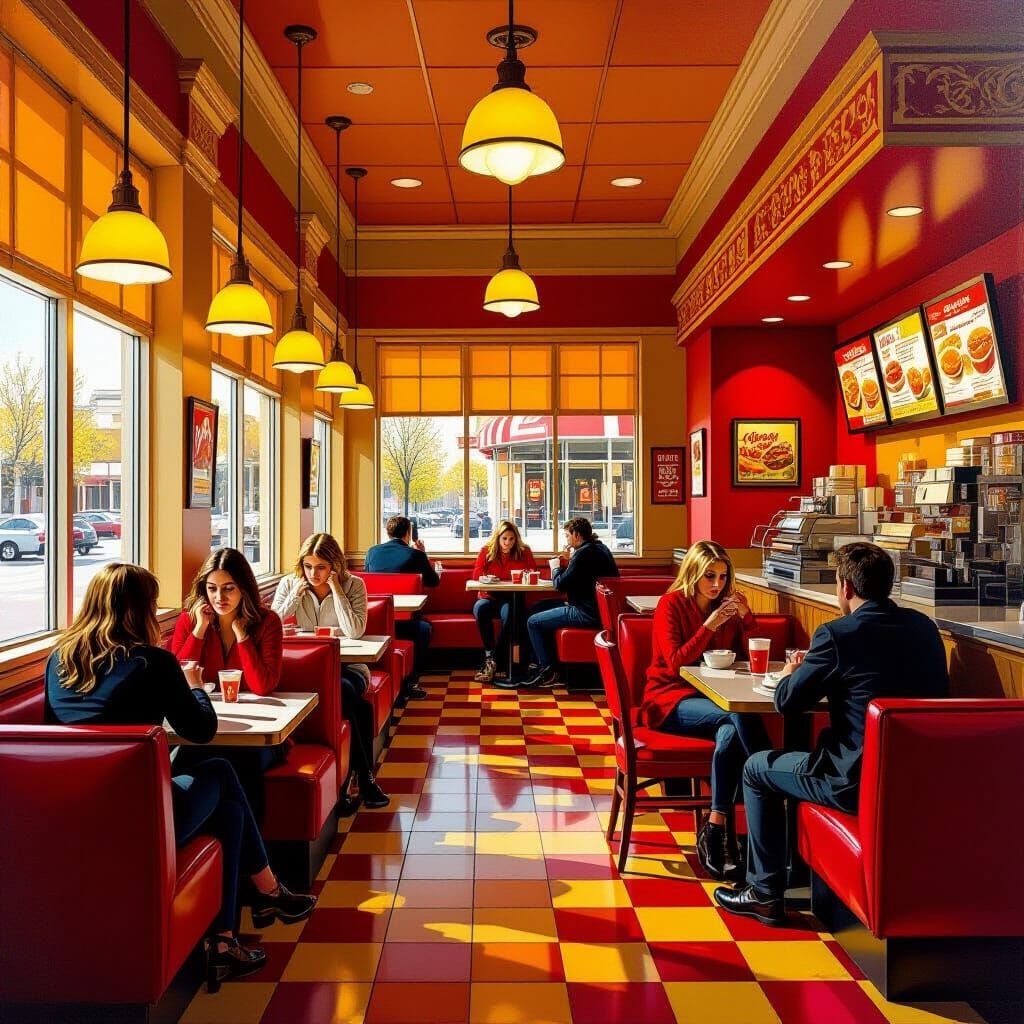 Wendy's Interior as Baroque Oil Painting