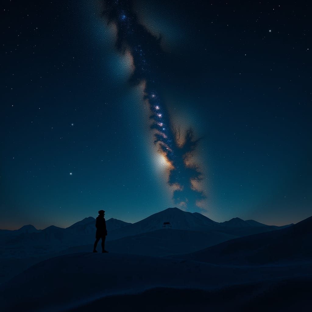 Mystical Landscape with Melting Clouds, Watercolor and Ink