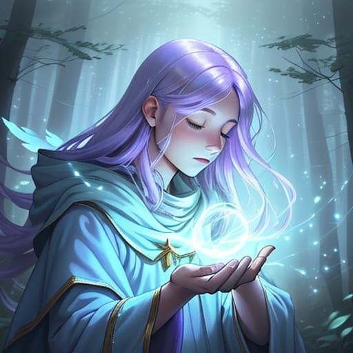 Ethereal Aasimar Portrait in Mystical Forest