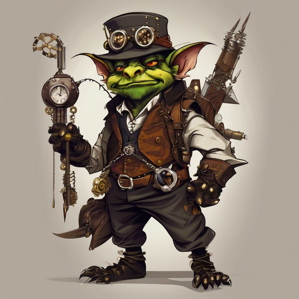 Steampunk Goblin Bandit in Industrial Fantasy