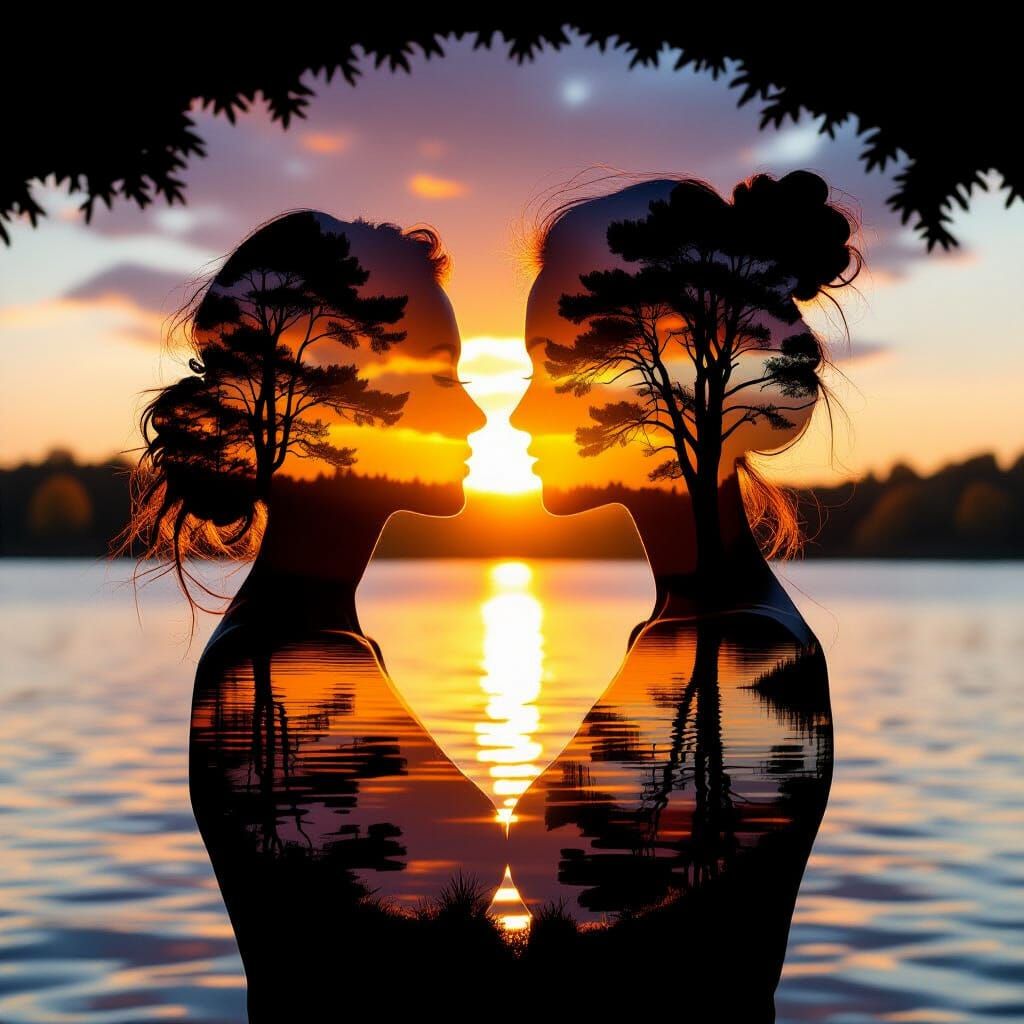 Soulful Autumn Sunset with Woman's Silhouette