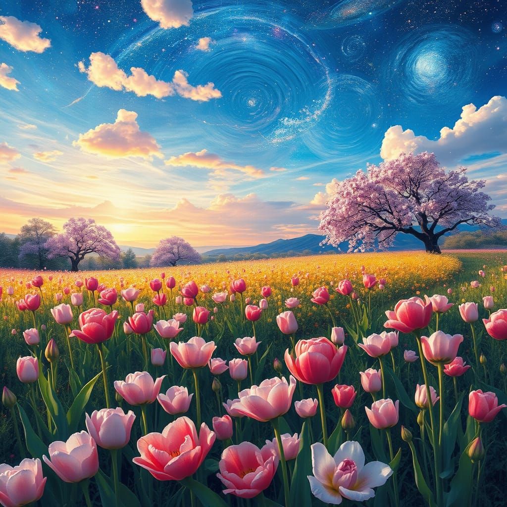Surreal Spring Bloom in Vibrant Colors