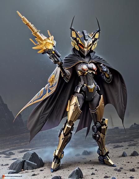 Robotic Fox Masked Mage in Dark Fantasy Style