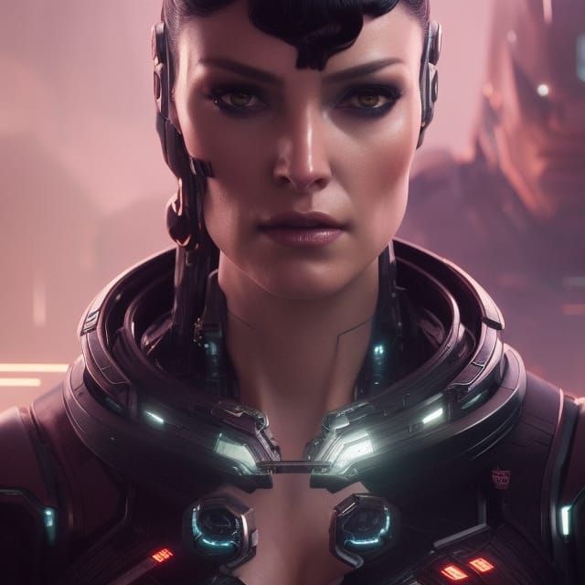 Sci-Fi Cyborg Woman in Dramatic Lighting