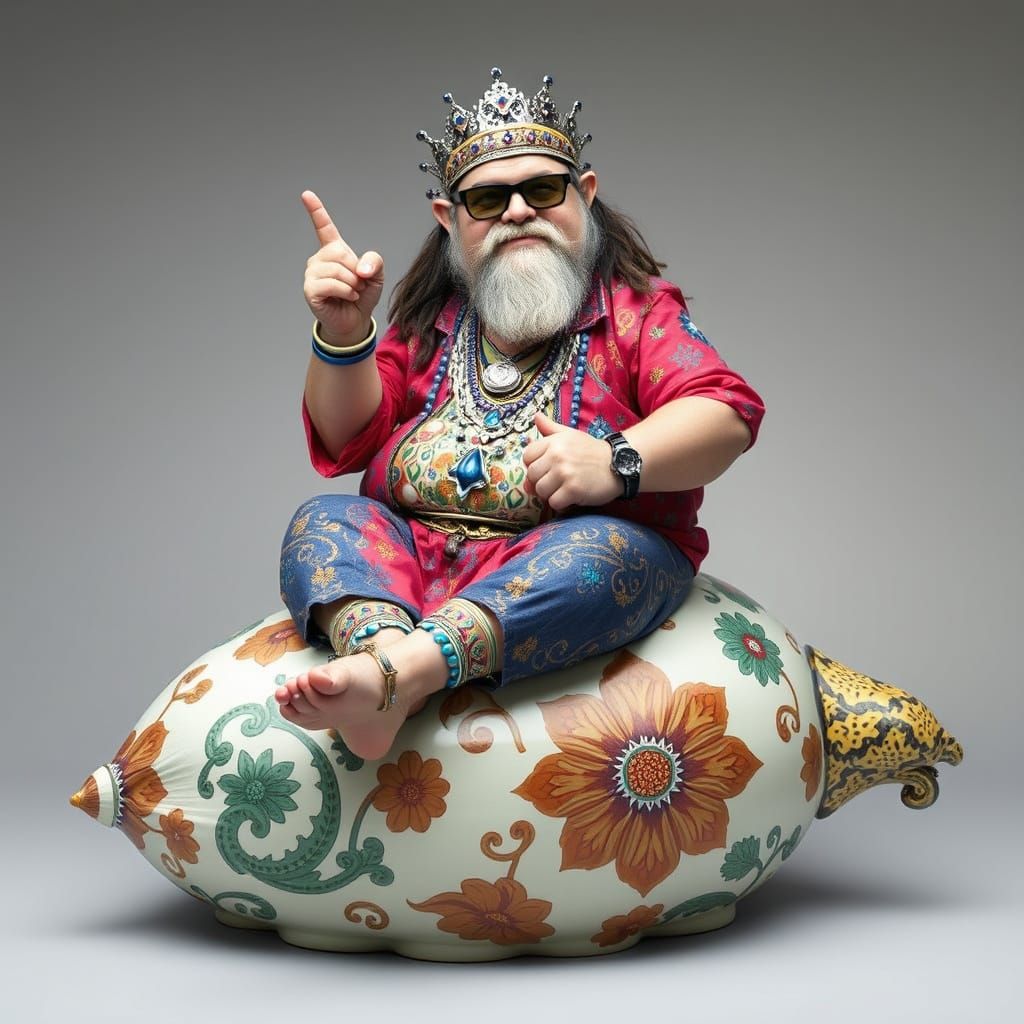 Punk in Persian Clothes on Ceramic Vegetable
