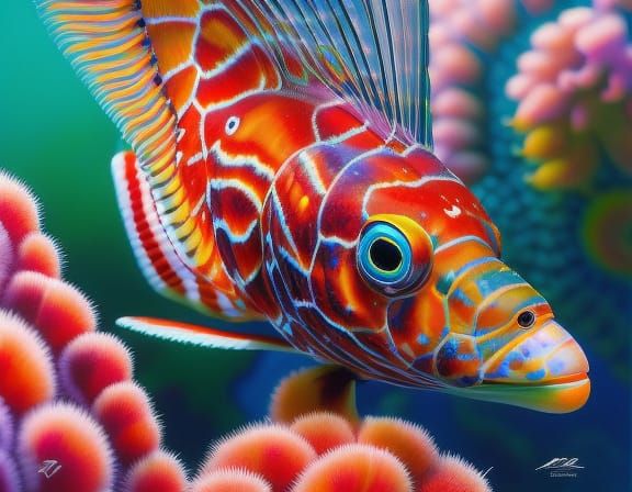 Peacock Mantis Shrimp: Hyperrealistic Underwater Portrait