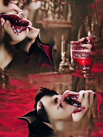 Vampire Drinking Blood in Gothic Style