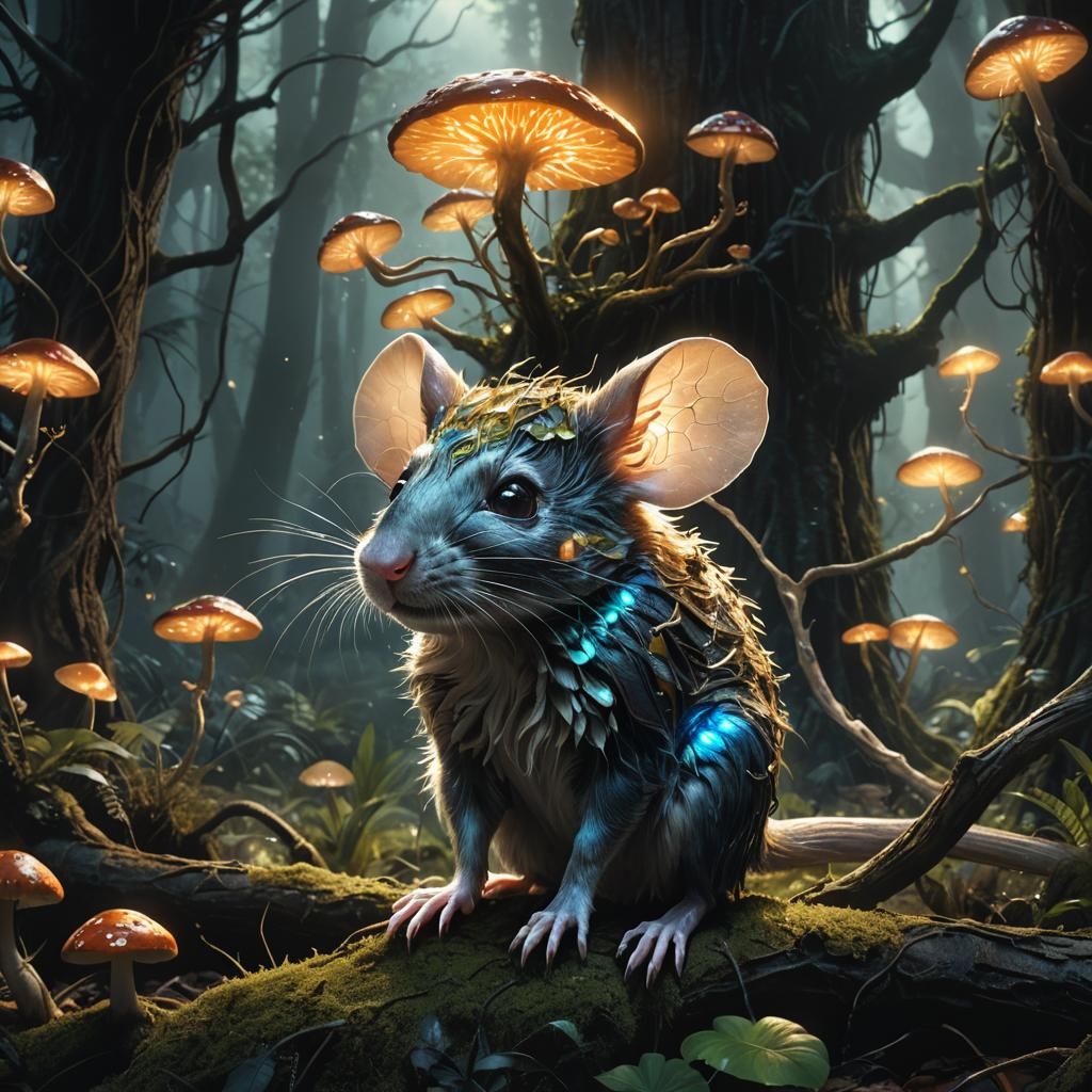 Mutant Mouse in Mystical Forest Concept Art