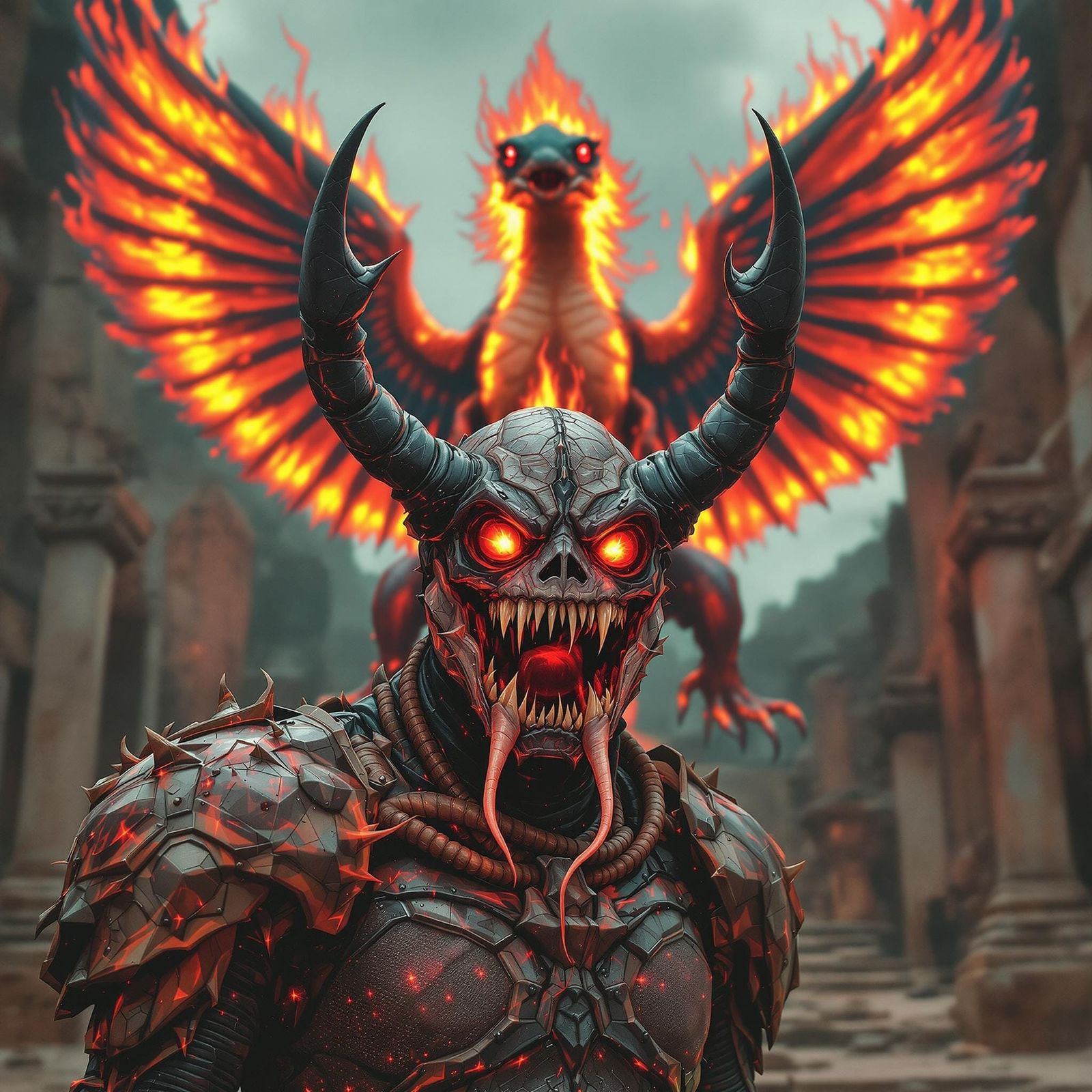 Bizarre Scorpion Humanoid in Ancient Temple