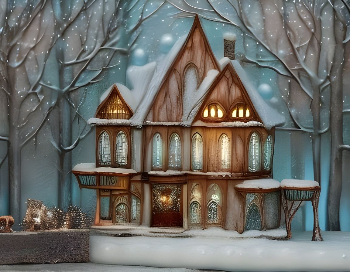 Enchanting Winter Fairytale in 3D Cel-Shaded Style