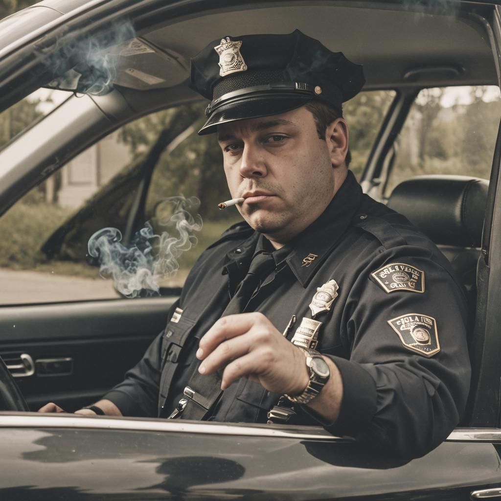 Humorous Photo of Police Officer Smoking Weed